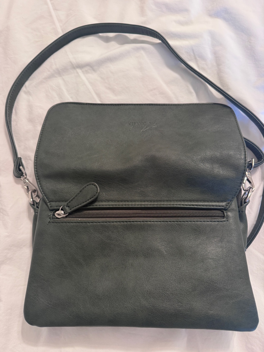 Amelie Galanti Purse. Dark Green Crossbody Bag. - Picture 5 of 9